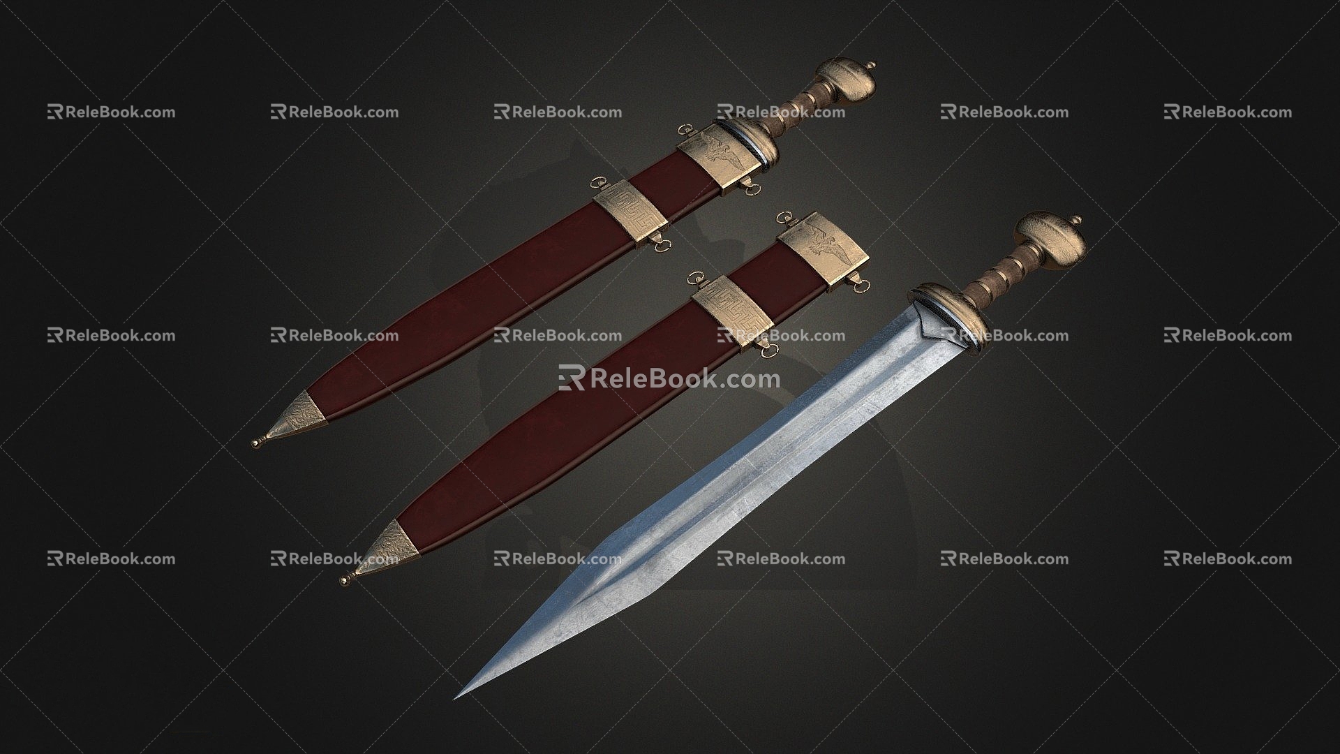 Roman sword and scabbard model