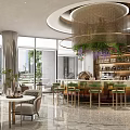 Sales Office Water Bar Counter Bar Counter Rest Area Bar Counter Chair Combination Dining Table and Chair Combination Wine Plant 3d model