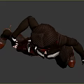 3D Red Haired Female Adventurer Character In Brown Striped Outfit With Hat And Holster