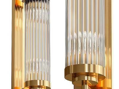 Elegant Modern Wall Lamp With Gold Metal Frame And Transparent Glass Strip Design 3d model