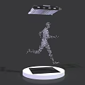 Floating Black Device Above White Base With Black Surface And Dot Formed Running Figure