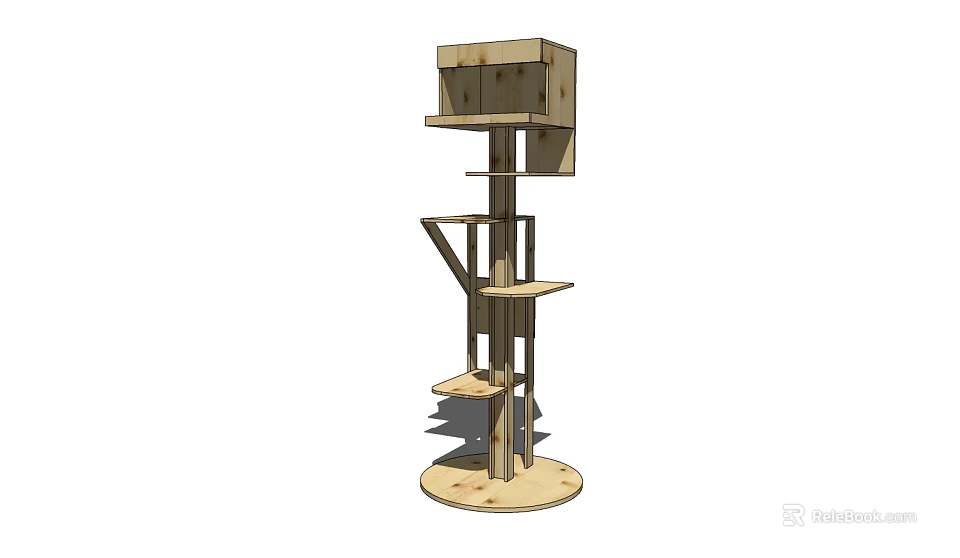 Sturdy Wooden Multi Level Pet Play Furniture with Staircase and Platforms 3d model 