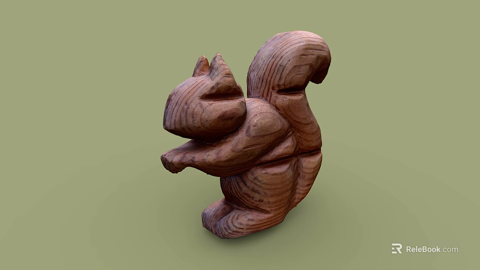 Handcrafted Wooden Squirrel Figurine Decorative Ornament Set With Cute Design For Home Decor 3d model 