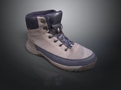 Gray Suede High Top Boots With Navy Accents Lace Up Design And Sturdy Sole 3d model Gray Suede High Top Boots With Navy Accents Lace Up Design And Sturdy Sole 3d model