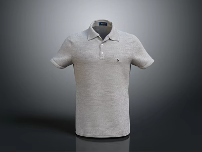 Heather Gray Short Sleeve Polo Shirt With Collar And Chest Logo 3d model