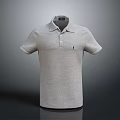 Heather Gray Short Sleeve Polo Shirt With Collar And Chest Logo