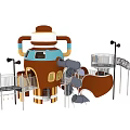 Colorful Children's Playground Structure With Slides Climbing Nets Platforms And Spaceship Design