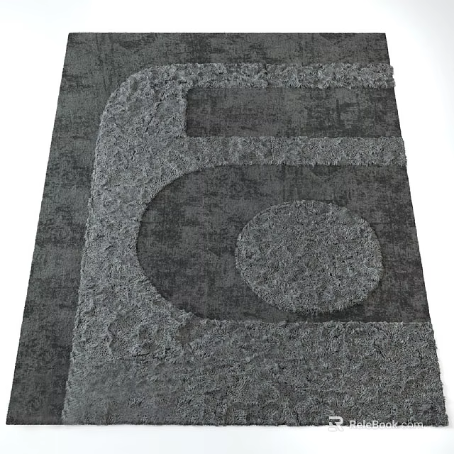 Gray Textured Square Rug With Modern Abstract Pattern For Living Room Decor 3d model 