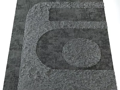 Gray Textured Square Rug With Modern Abstract Pattern For Living Room Decor 3d model