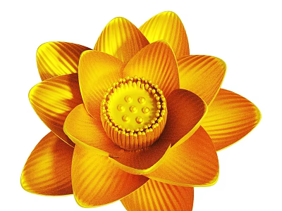 Vibrant Yellow Lotus Flower With Detailed Petals And Ornate Central Stamen 3d model