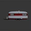 Vintage Red And White Caravan Trailer With Classic Windows And Wheels