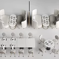 Modern Booth Sofa Set With Round Table And Gray Chairs In Restaurant