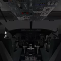 Detailed Airplane Cockpit Interior With Dashboard Controls Flight Instruments And Seats