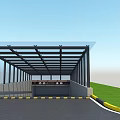 Roadway Facilities With Glass Roof Structure Underground Passage Signs And Green Grass