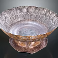 Decorative Silver Bowl With Intricate Patterns And Ornate Base For Household Decor