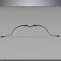Traditional Wooden Bow Weapon With Red Black Accents Curved Design String And Reflective Surface