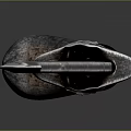 Silver Curved Blade Knife With Black Handle On Reflective Black Surface And Gray Gradient Background 3d model