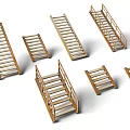Wooden Staircase and Ramp Models in Various Designs for Scene Construction