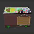 Red Mobile Food Cart With White Top Various Food Items And Red Wheels