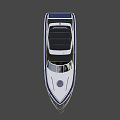 Luxury White And Blue Yacht With Modern Open Deck And Sunshade Design