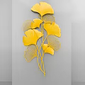 Golden Ginkgo Leaf Metallic Wall Decor With Three Dimensional Intricate Vein Design For Home Interior