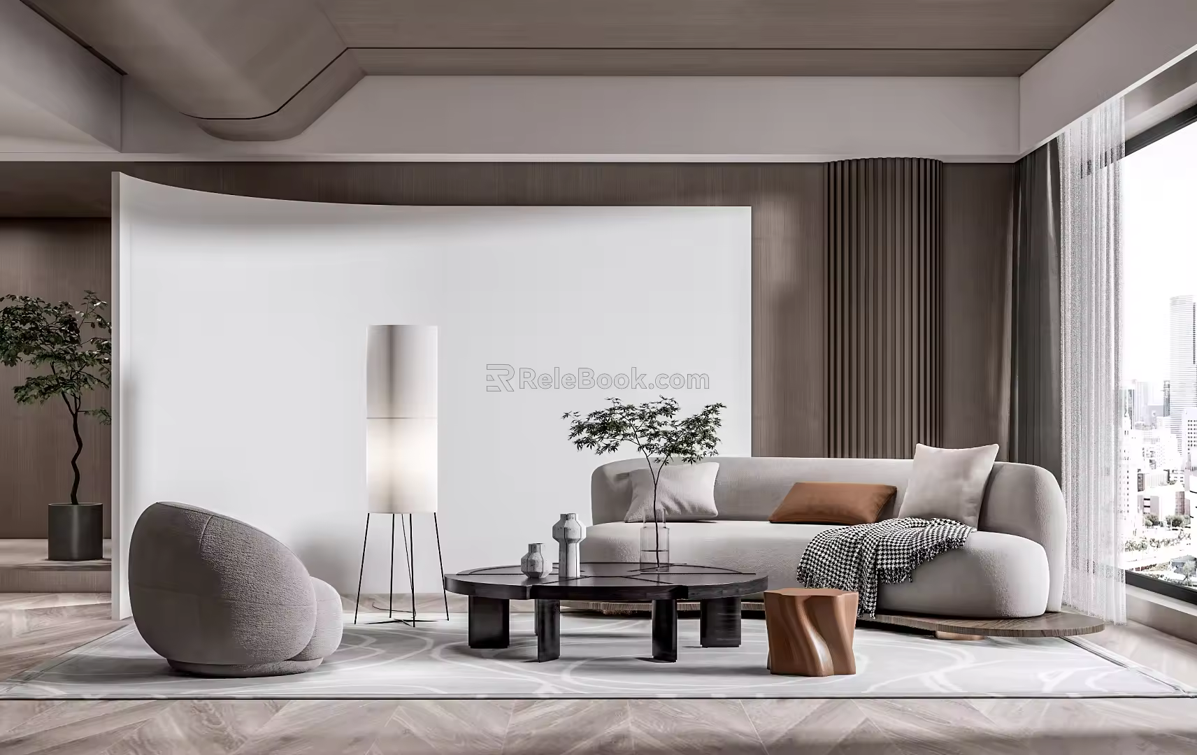 Modern sofa coffee table combination 3d model