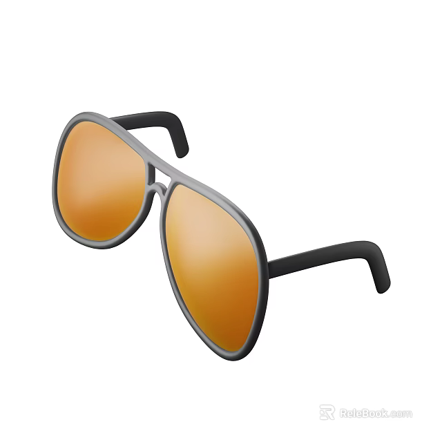 Stylish Sunglasses With Gray Frame Black Temples And Orange Lenses 3d model 