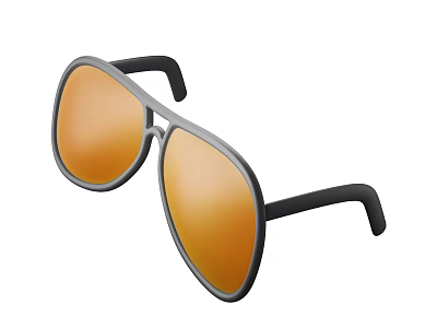 Stylish Sunglasses With Gray Frame Black Temples And Orange Lenses 3d model