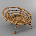 Modern Spiral Woven Single Chair With Golden Metal Legs Design