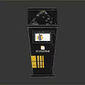 Black Trash Bin With Square Lid And Side Display Featuring Icon Text And Yellow Grid 3d model