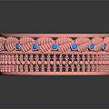 Pink Ornate Bracelet With Blue Gemstones And Intricate Beaded Design Details