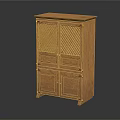 Functional Wooden Entryway Side Cabinet With Lattice Design Doors And Drawer Storage