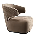 Modern Beige Velvet Single Sofa With Curved Armrest And Quilted Stitching Design