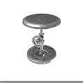 Vintage Industrial Metal Stool Design With Gear Detail Round Seat Base