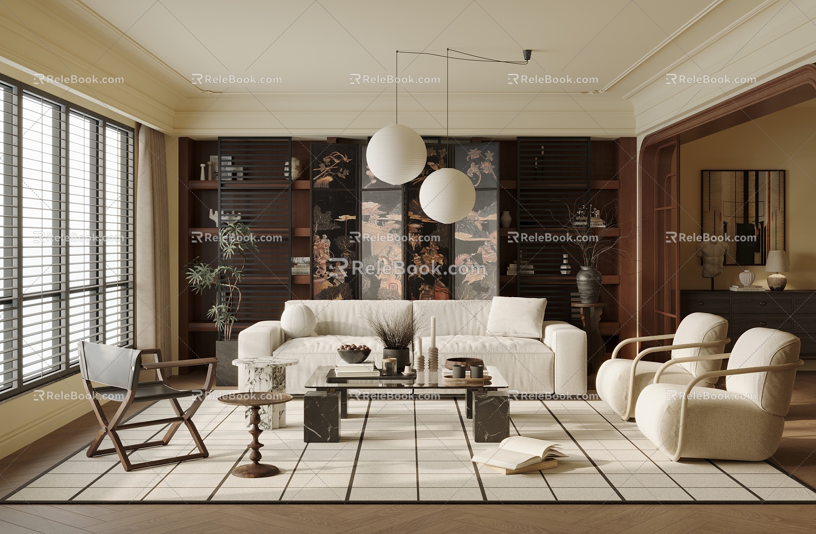 Middle Style Living Room 3d model