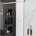 Modern Shower Sauna Interior With Marble Walls Glass Enclosure And Storage Fixtures