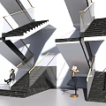 Modern Marble Stairs With Gold Railings In Elegant Interior Design