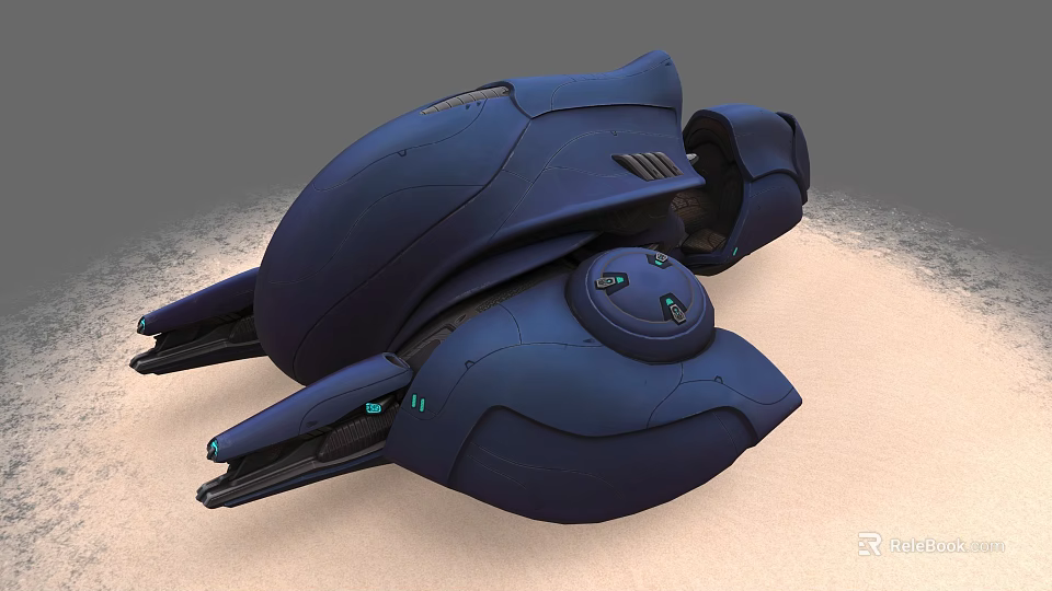 Futuristic Navy Blue Motorcycle With Sleek Aerodynamic Design And Green Accents 3d model 