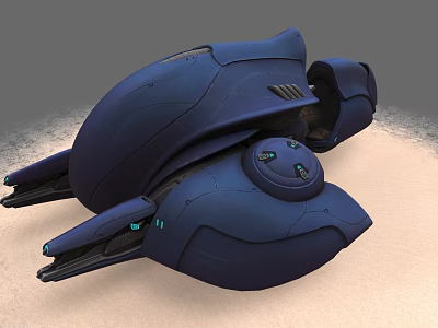 Futuristic Navy Blue Motorcycle With Sleek Aerodynamic Design And Green Accents 3d model