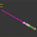 Sci Fi Lightsaber Weapon With White Blade And Silver Hilt On Dark Reflective Background