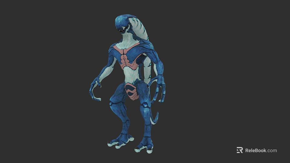 Blue Alien Like Game Movie Character With 3D Model And Unique Creature Design 3d model 