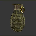Military Style Hand Grenade With Textured Green Shell And Metal Fuse Ring