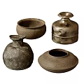 Artisanal Ceramic Vessels in Natural Tones with Diverse Shapes and Textured Surfaces
