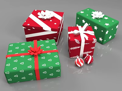 Holiday Gift Box Colored Balls 3d model