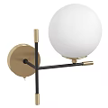 Modern Wall Mounted Sconce With White Spherical Shade And Gold Black Bracket 3d model