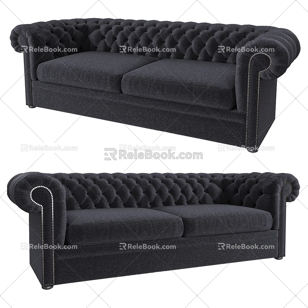 Dantone modern European classical fabric double sofa American sofa retro sofa 3d model