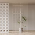 Modern partition cement brick glass brick partition 3d model