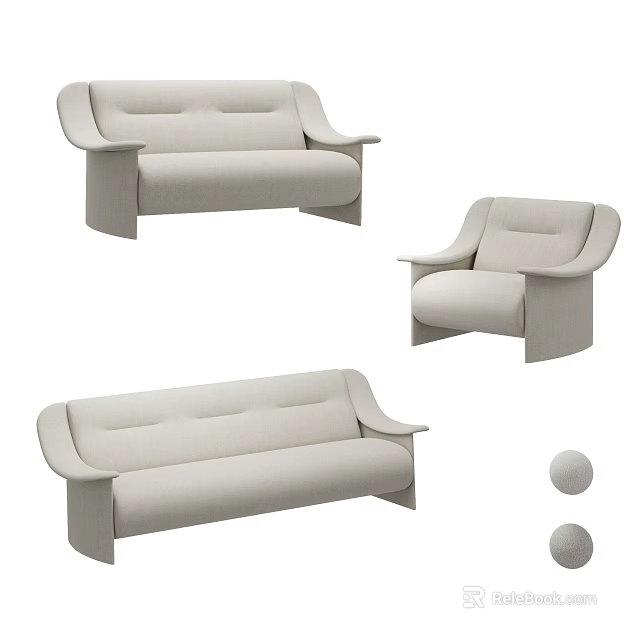 Modern Leisure Sofa Set with Light Color Multiple Units and Comfortable Design 3d model