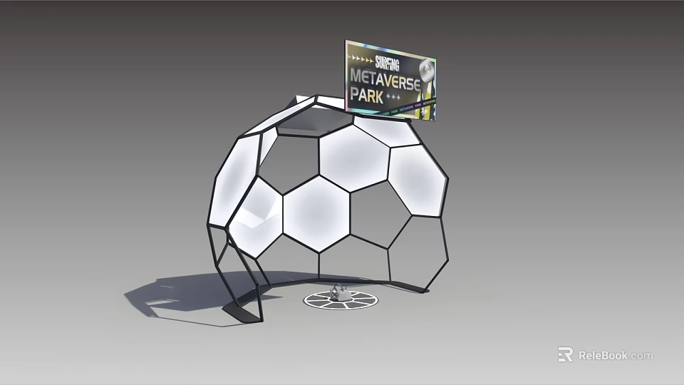 Metaverse Park Geodesic Dome Structure Design With Digital Display And Modern Architecture 3d model 