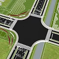 Urban Road Infrastructure With Street Lamps Traffic Lights And Lane Markings